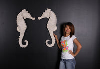 Large Stone Seahorse Set Over Sized Statue - LM Treasures 