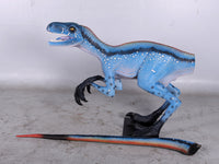 Blue Deinonychus Dinosaur Life Size Statue - LM Treasures 