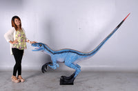 Blue Deinonychus Dinosaur Life Size Statue - LM Treasures 