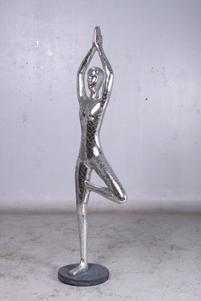 Silver Modern Yoga Female Life Size Vrikshasana Statue - LM Treasures 