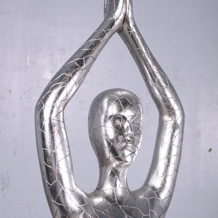Silver Modern Yoga Female Life Size Vrikshasana Statue - LM Treasures 
