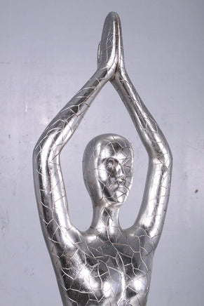 Silver Modern Yoga Female Life Size Vrikshasana Statue - LM Treasures 