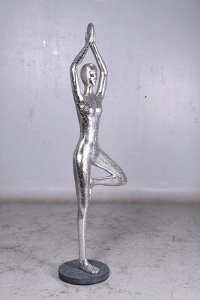 Silver Modern Yoga Female Life Size Vrikshasana Statue - LM Treasures 