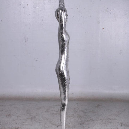 Silver Modern Yoga Female Life Size Vrikshasana Statue - LM Treasures 
