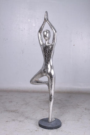 Silver Modern Yoga Female Life Size Vrikshasana Statue - LM Treasures 