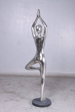 Vrikshasana Yoga Female 5ft Silver Dancer Life Size Resin Statue - LM Treasures 