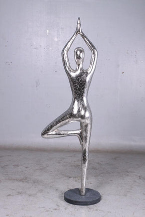 Silver Modern Yoga Female Life Size Vrikshasana Statue - LM Treasures 