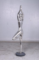 Silver Modern Yoga Female Life Size Vrikshasana Statue - LM Treasures 