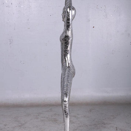 Silver Modern Yoga Female Life Size Vrikshasana Statue - LM Treasures 