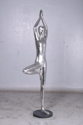 Silver Modern Yoga Male Life Size Vrikshasana Statue - LM Treasures 