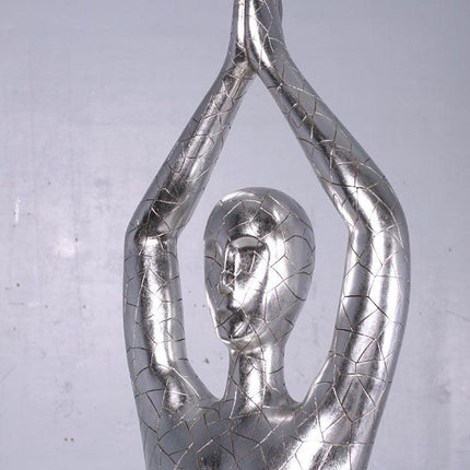 Silver Modern Yoga Male Life Size Vrikshasana Statue - LM Treasures 