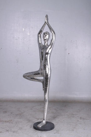 Silver Modern Yoga Male Life Size Vrikshasana Statue - LM Treasures 