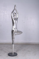 Silver Modern Yoga Male Life Size Vrikshasana Statue - LM Treasures 