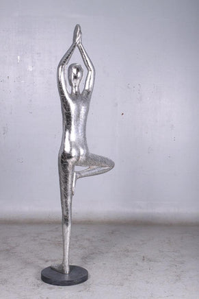 Silver Modern Yoga Male Life Size Vrikshasana Statue - LM Treasures 