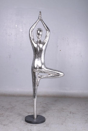 Silver Modern Yoga Male Life Size Vrikshasana Statue - LM Treasures 