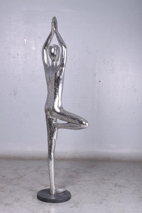 Silver Modern Yoga Male Life Size Vrikshasana Statue - LM Treasures 