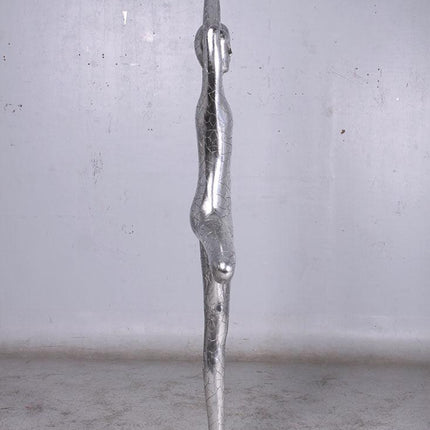 Silver Modern Yoga Male Life Size Vrikshasana Statue - LM Treasures 