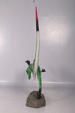 Green Ferocious Velociraptor Dinosaur Life Size Statue - LM Treasures 