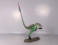 Green Ferocious Velociraptor Dinosaur Life Size Statue - LM Treasures 