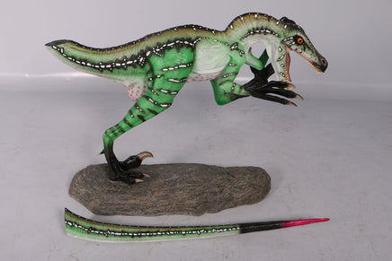 Green Ferocious Velociraptor Dinosaur Life Size Statue - LM Treasures 