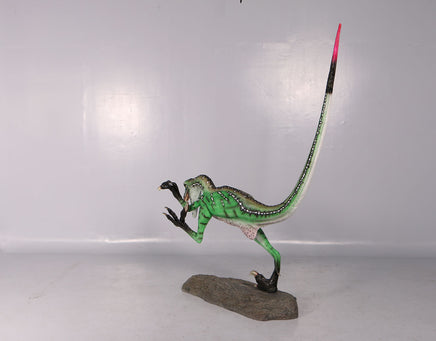 Green Ferocious Velociraptor Dinosaur Life Size Statue - LM Treasures 