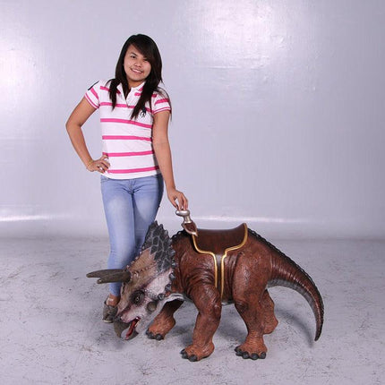 Baby Triceratops Dinosaur With Saddle Statue - LM Treasures 