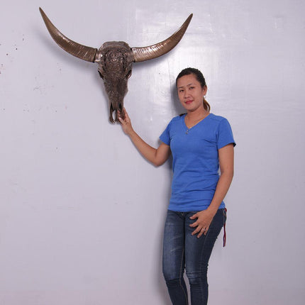 Bronze Bull Skull Life Size Statue - LM Treasures 
