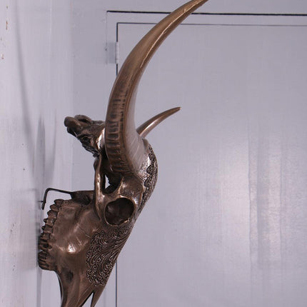 Bronze Bull Skull Life Size Statue - LM Treasures 