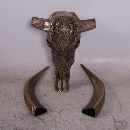 Bronze Bull Skull Life Size Statue - LM Treasures 