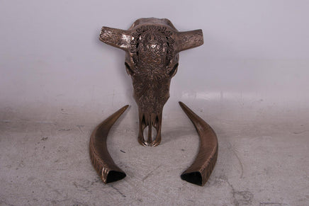 Bronze Bull Skull Life Size Statue - LM Treasures 