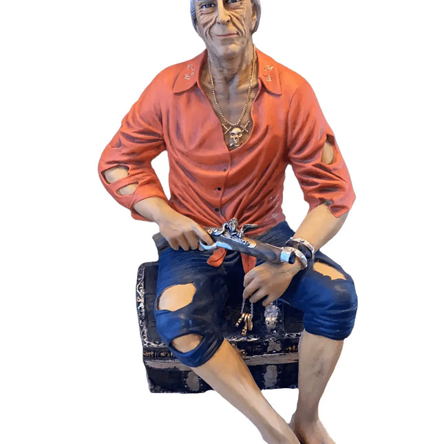 Pirate on Treasure Chest Life Size Statue LM Treasures - A
