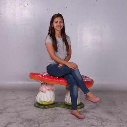 Red Double Mushroom Stool Over Sized Statue - LM Treasures 