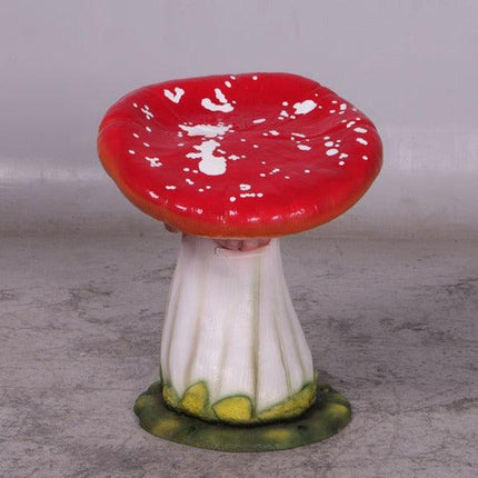 Red Single Mushroom Stool Over Sized Statue - LM Treasures 