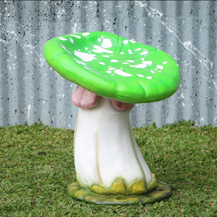 Green Single Mushroom Stool Over Sized Statue - LM Treasures 