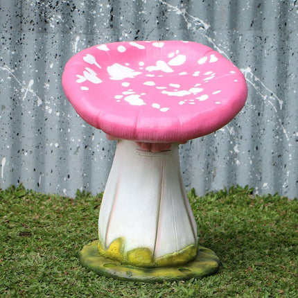 Pink Single Mushroom Stool Over Sized Statue - LM Treasures 