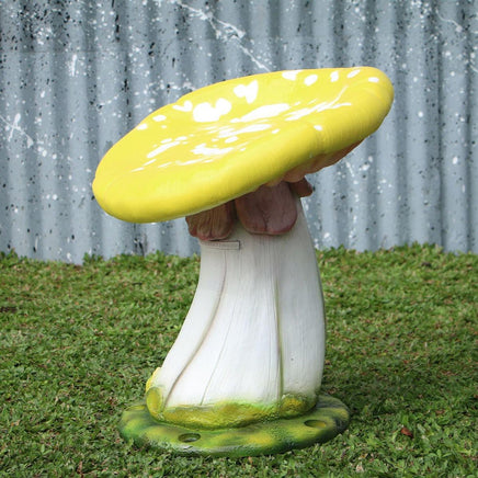 Yellow Single Mushroom Stool Over Sized Statue - LM Treasures 