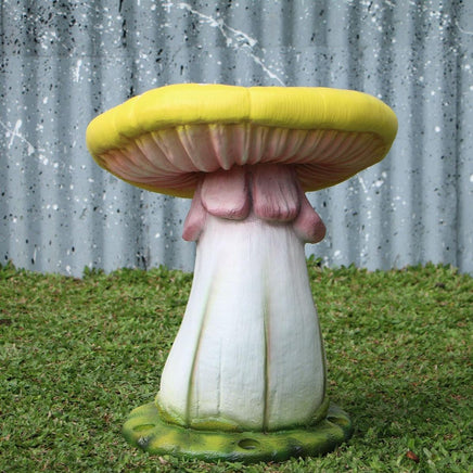 Yellow Single Mushroom Stool Over Sized Statue - LM Treasures 