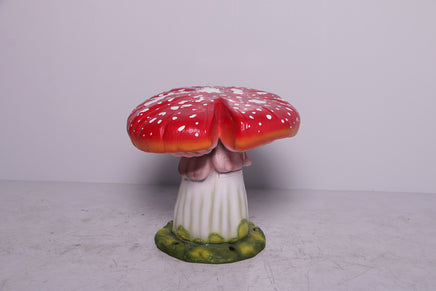 Red Single Split Mushroom Stool Over Sized Statue - LM Treasures 