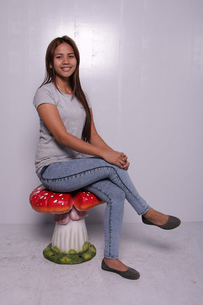 Red Single Split Mushroom Stool Over Sized Statue - LM Treasures 