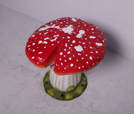 Red Single Split Mushroom Stool Over Sized Statue - LM Treasures 