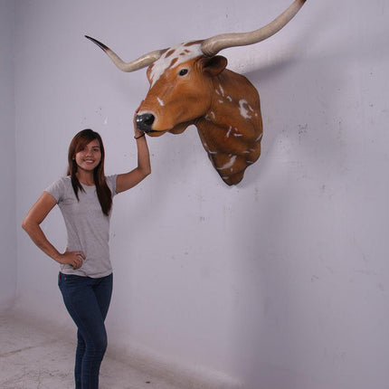 Texas Long Horn Head Life Size Statue - LM Treasures 