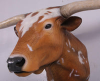 Texas Long Horn Head Life Size Statue - LM Treasures 