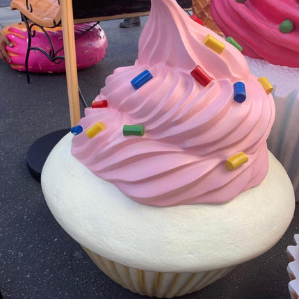 Pink Frosting Vanilla Cupcake Over Sized Statue - LM Treasures 
