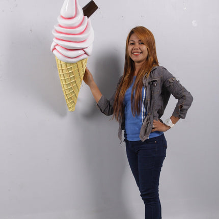 Hanging Soft Serve Strawberry Ice Cream Over Sized Statue - LM Treasures 
