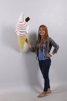 Hanging Soft Serve Strawberry Ice Cream Over Sized Statue - LM Treasures 