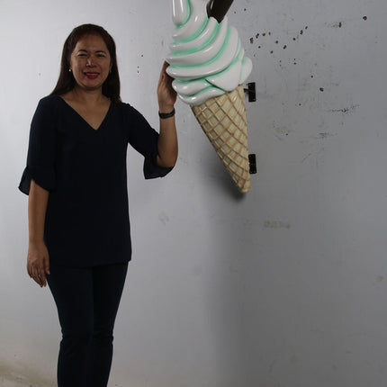 Hanging Soft Serve Mint Green Ice Cream Over Sized Statue - LM Treasures 