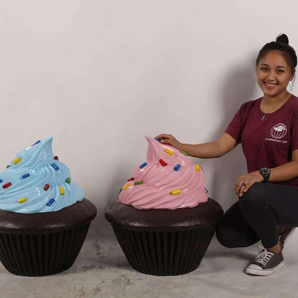 Pink Frosting Chocolate Cupcake Over Sized Statue - LM Treasures 