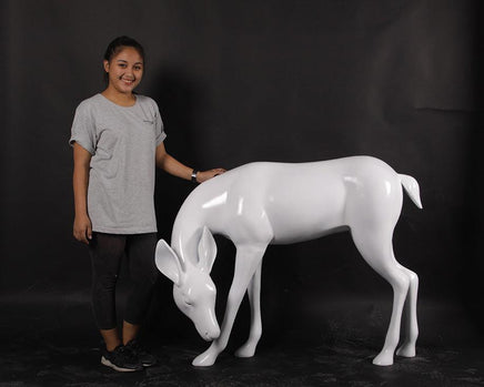 White Deer Standing Life Size Statue - LM Treasures 