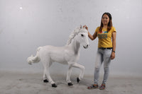 White Majestic Pony Life Size Statue - LM Treasures 