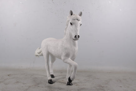 White Majestic Pony Life Size Statue - LM Treasures 